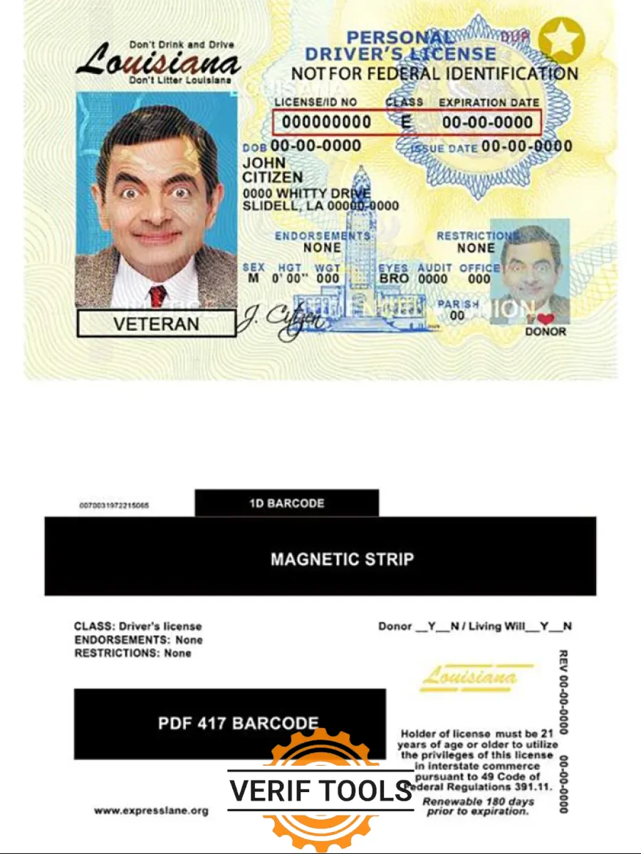 Usa Louisiana Driving License — Driver License