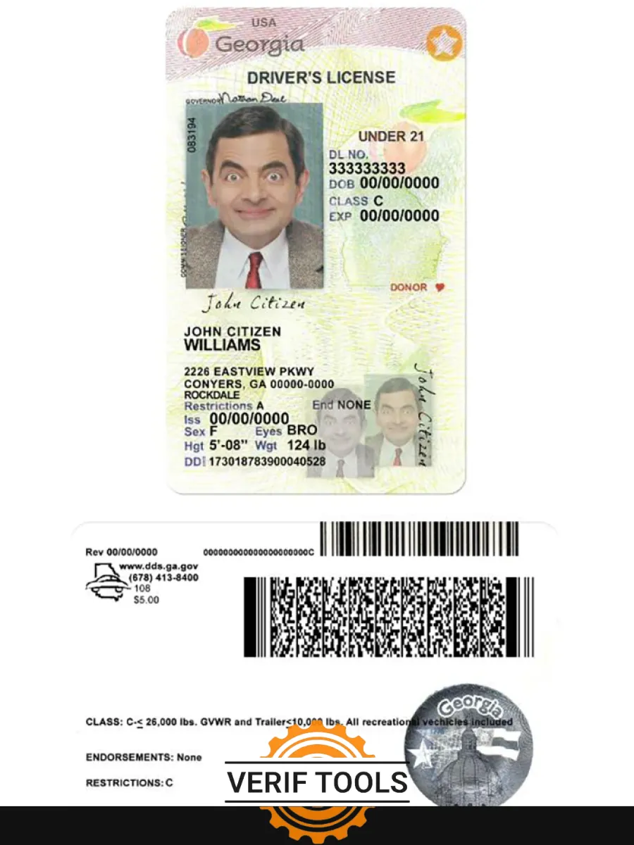 Usa Georgia Driving License Under 21 2017 2019 — Driver License