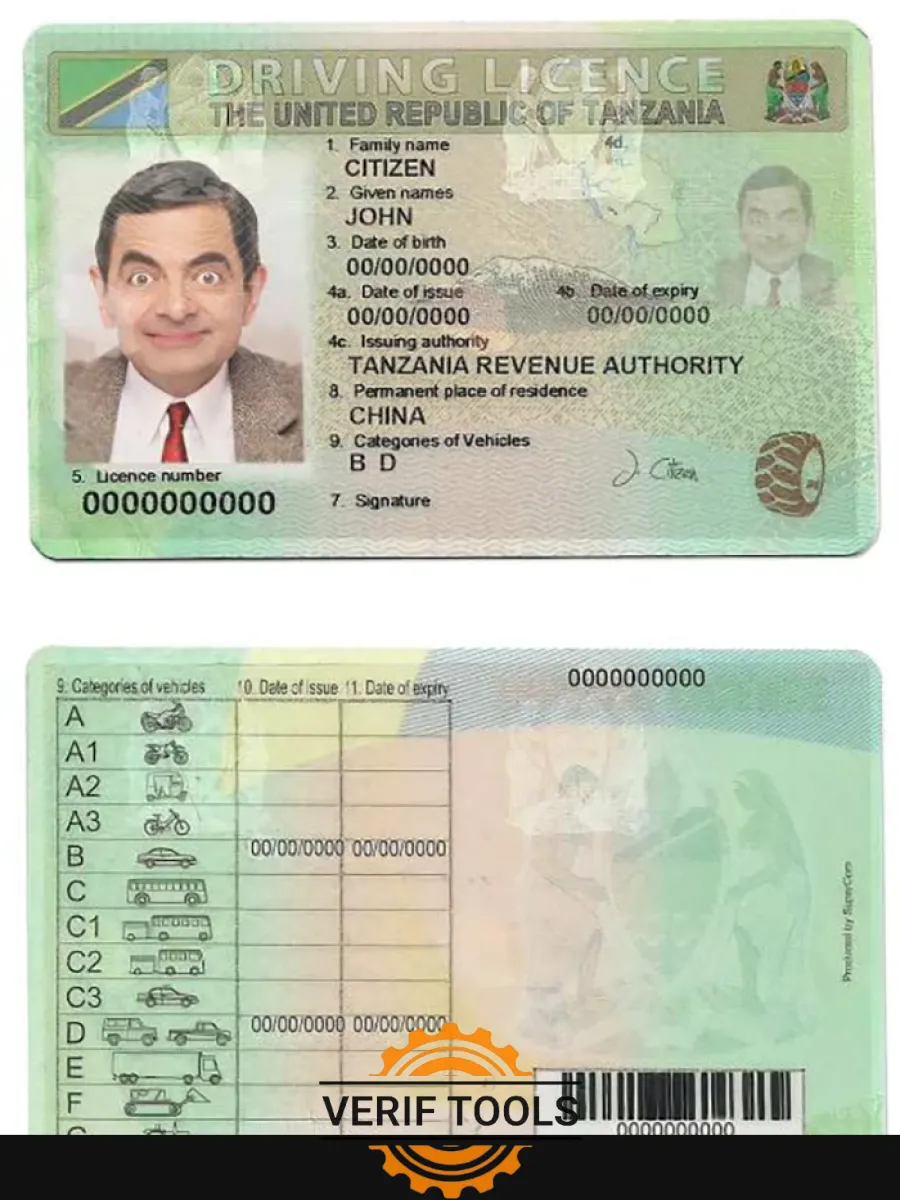 Tanzania Driving License — Driver License