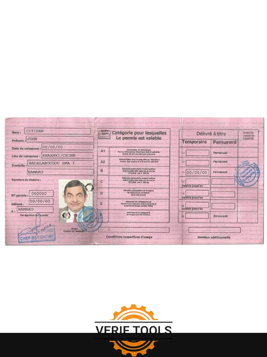 Mali Driving License — Driver License