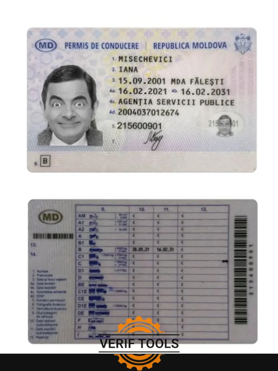 Moldova Driving License 2021 Present — Driver License