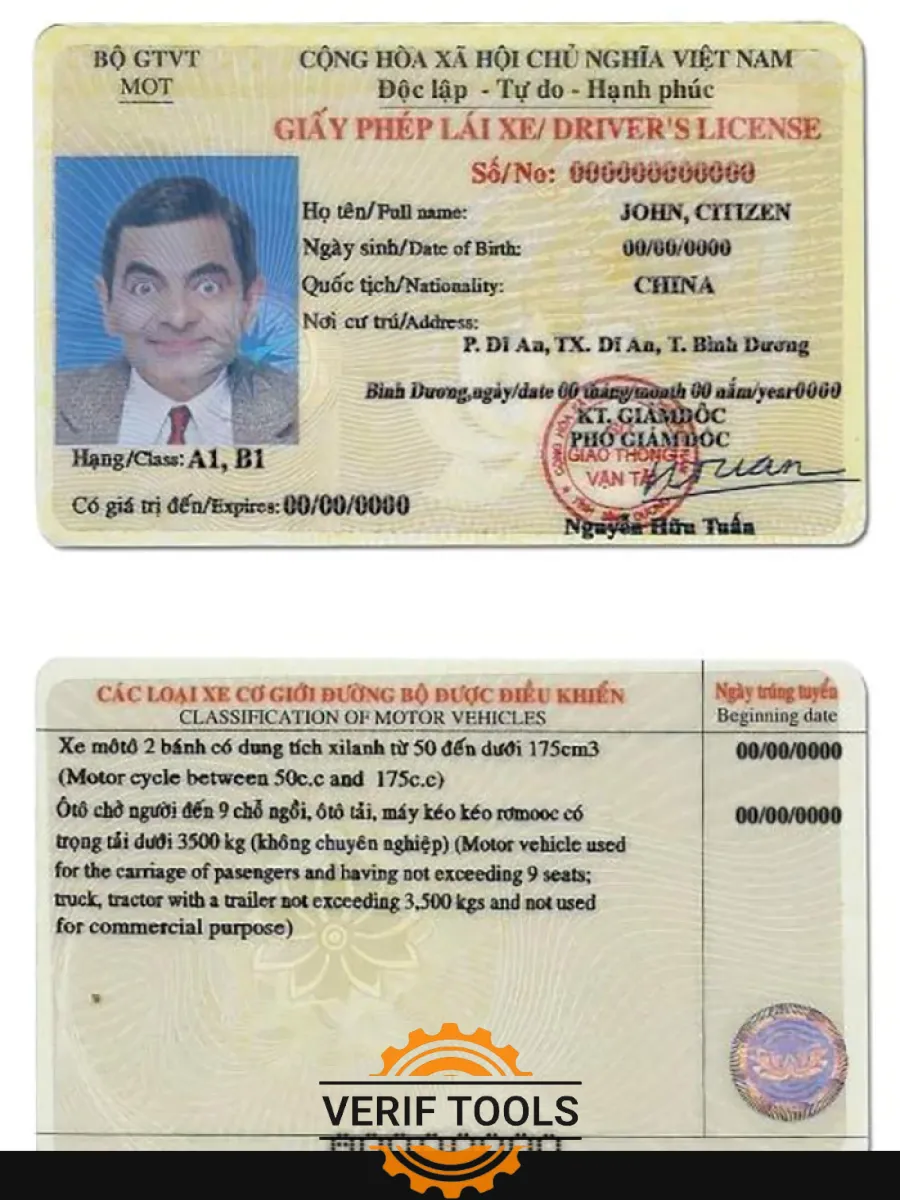 Vietnam Driving License — Driver License