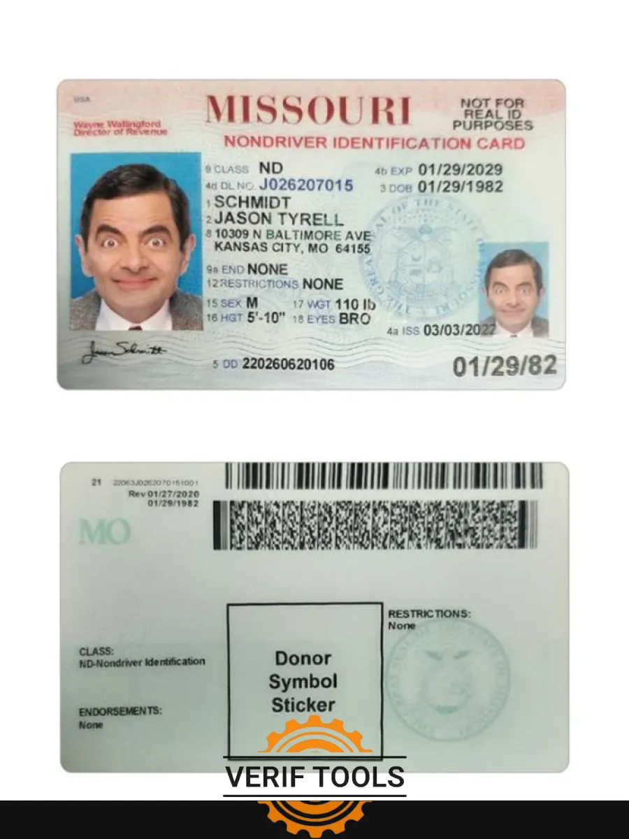 Usa Missouri Id Card — ID Cards