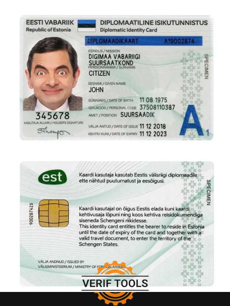 Estonia Diplomatic Id Card 2018 Present — ID Cards
