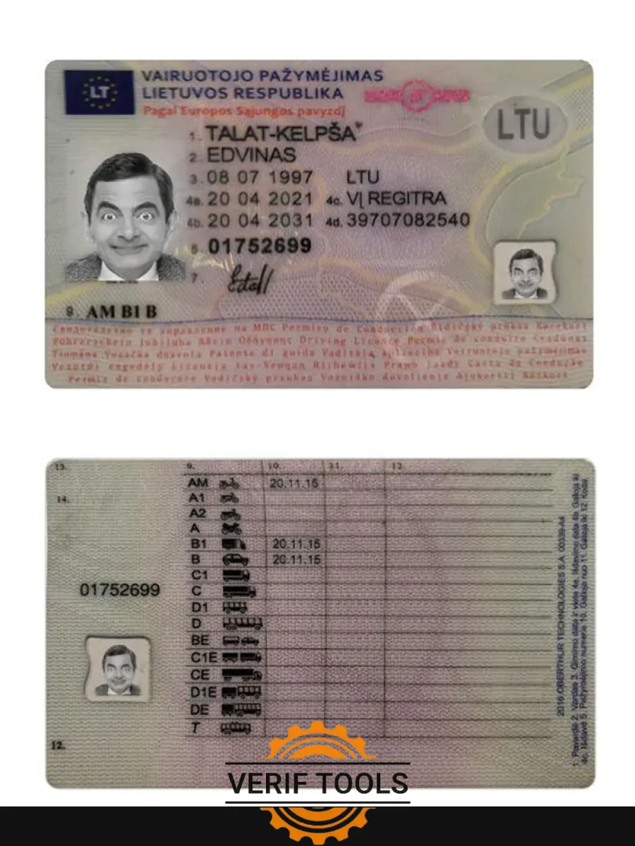Lithuania Driving License 2021 Present — Driver License