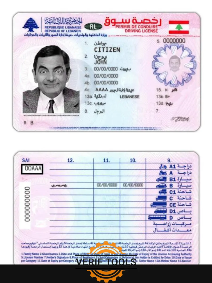 Lebanon Driving License — Driver License