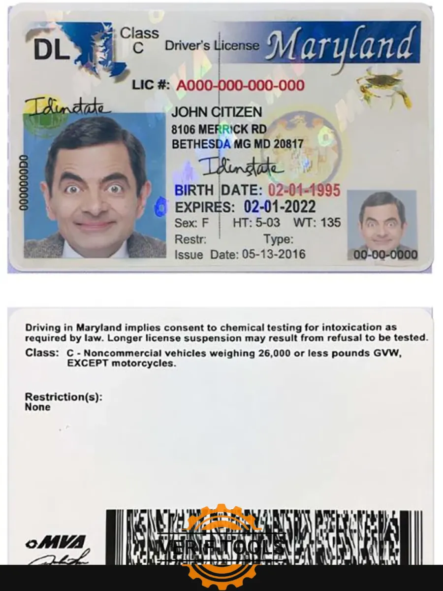 Usa Maryland Dl 2003 2016 — Driver License