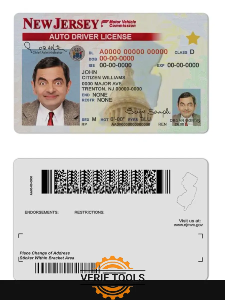 Usa New Jersey Driving License — Driver License