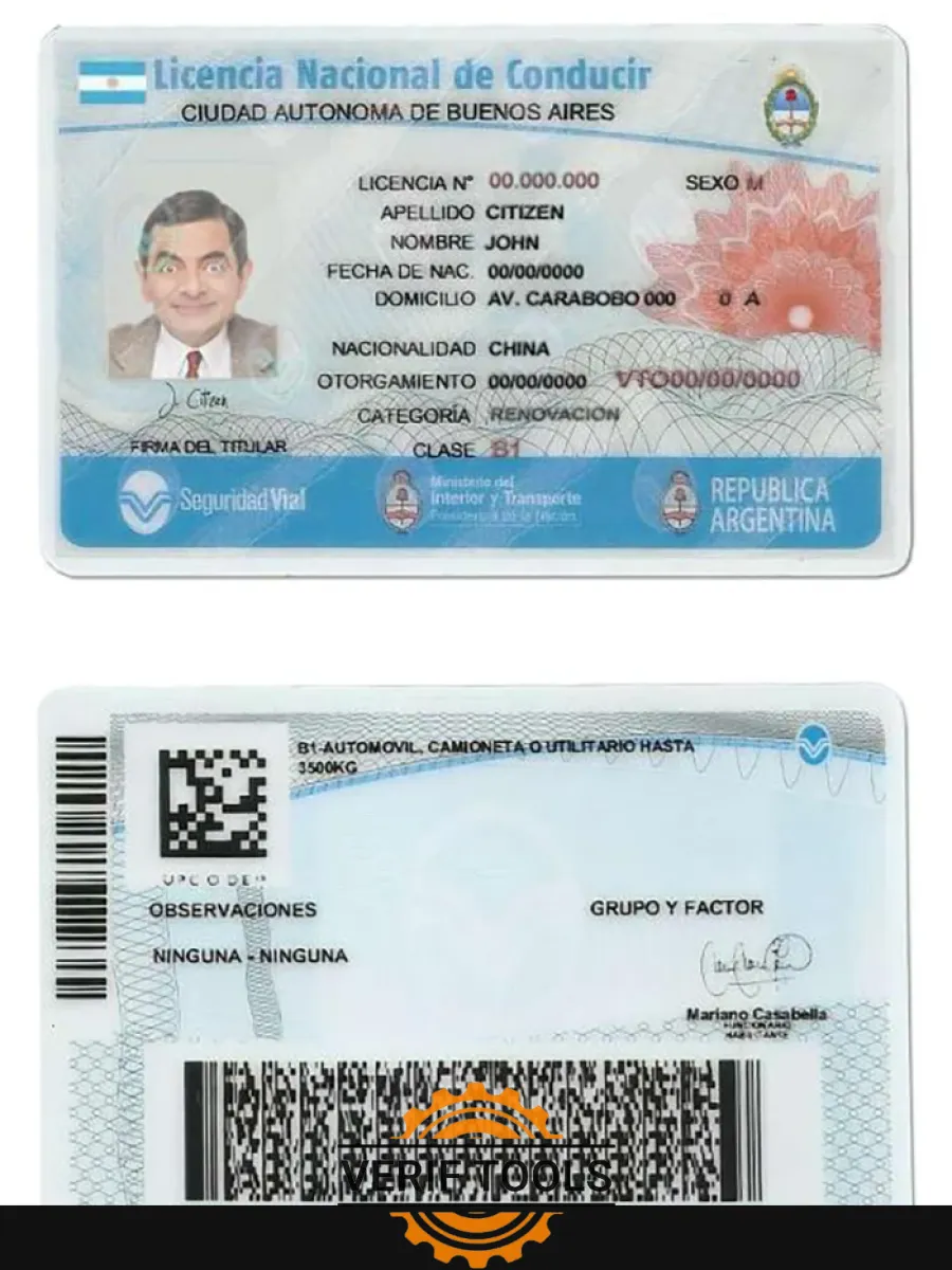 Argentina Buenos Aires Driving License — Driver License