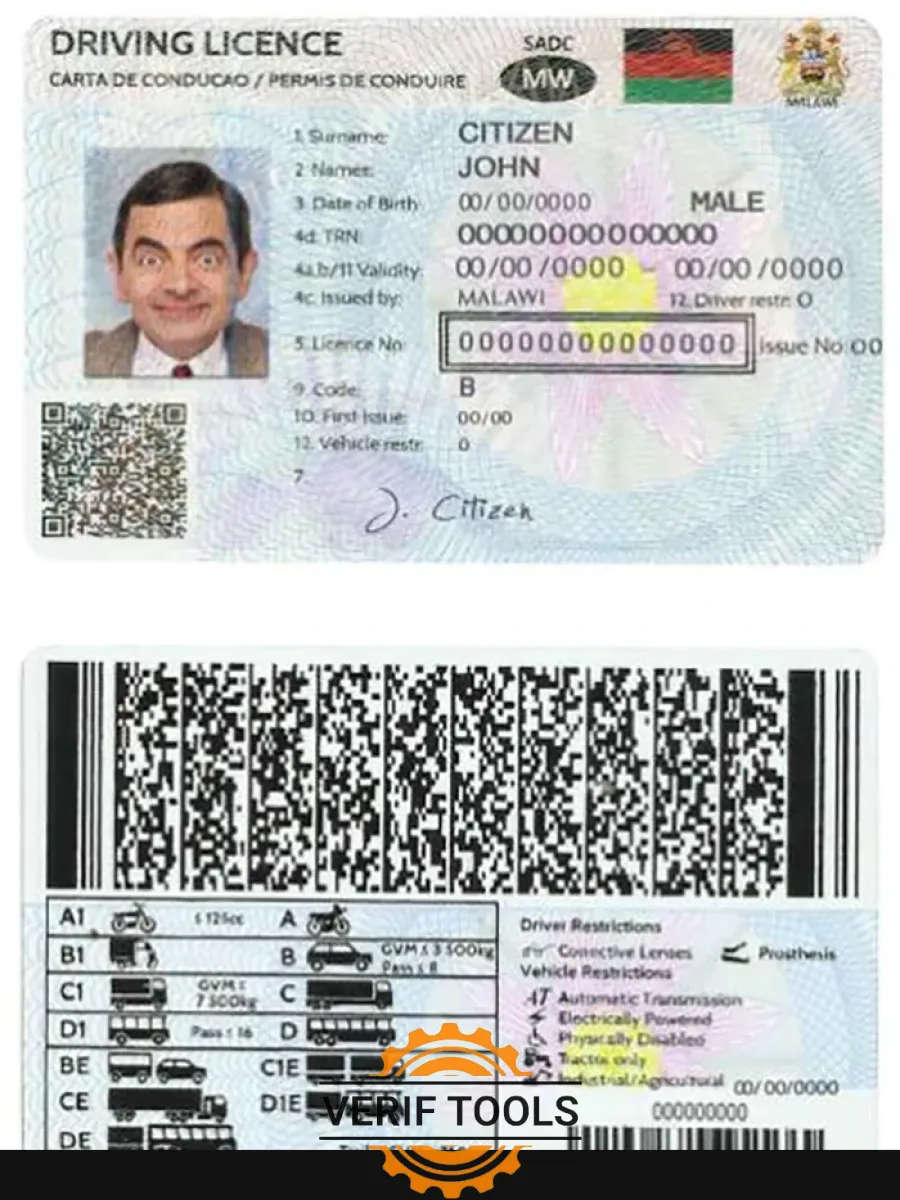 Malawi Driving License — Driver License