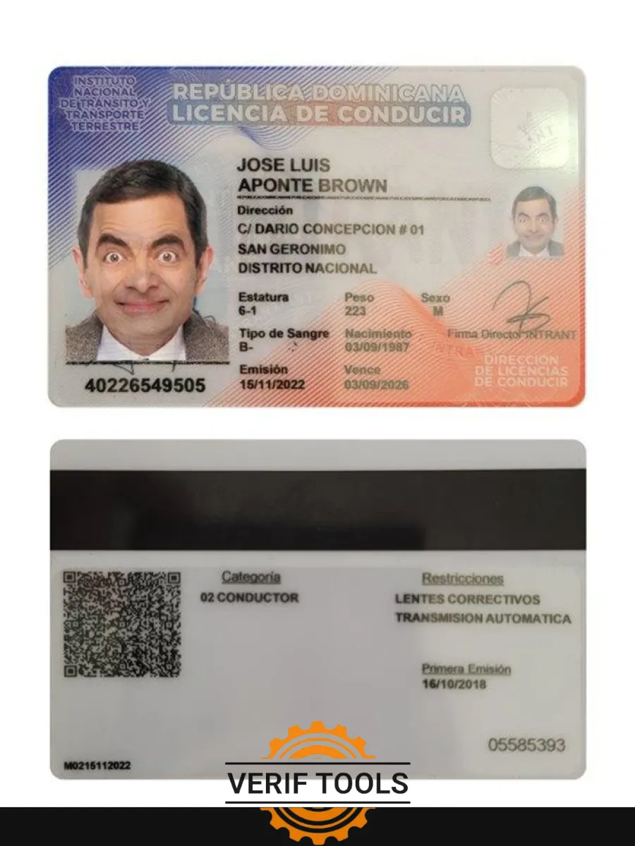 Dominican Republic Driving License — Driver License