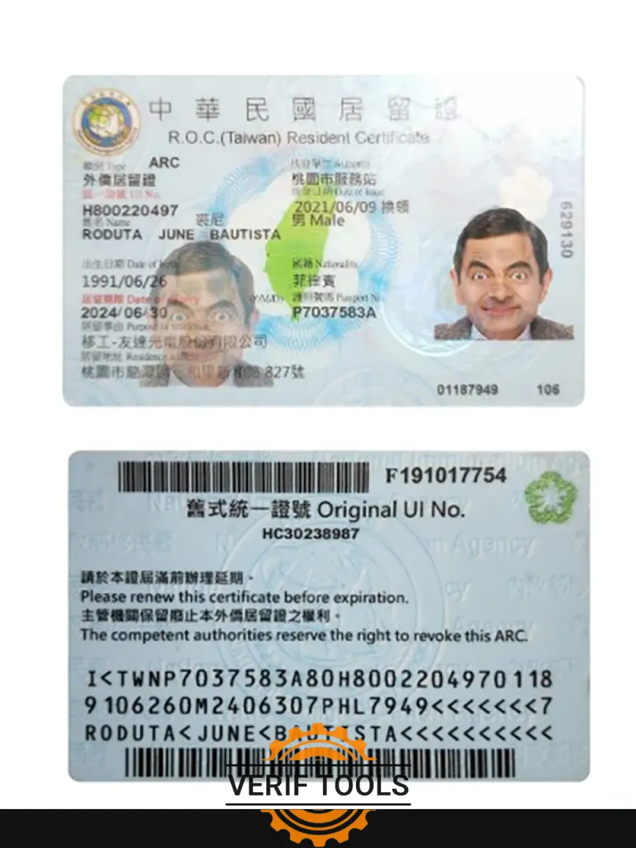 Taiwan Resident Permit — Residence Permit