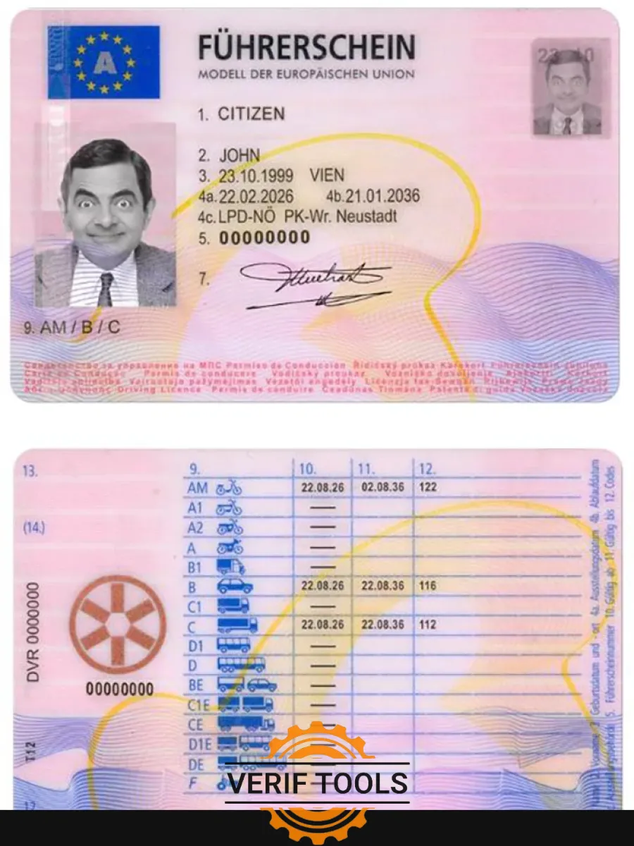 Austria Driving License 2013 Present — Driver License