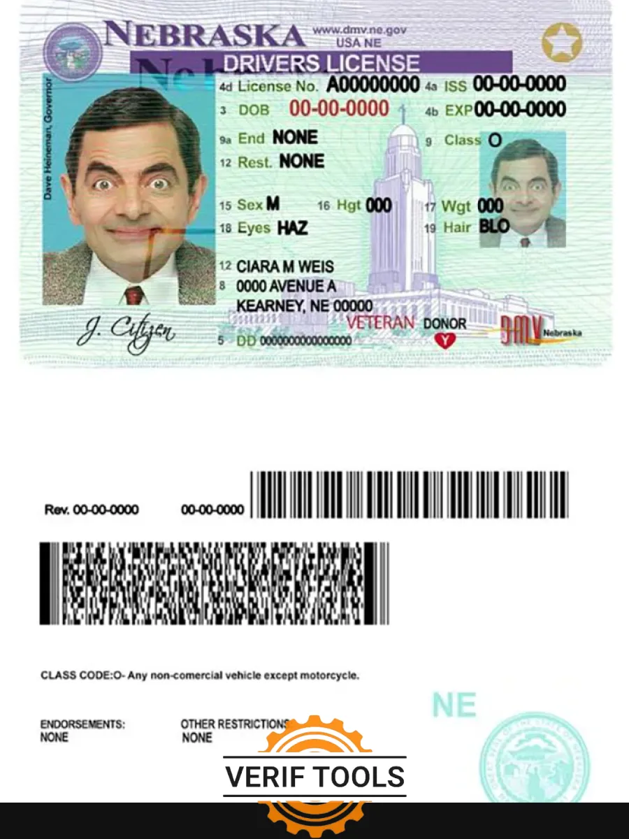 Usa Nebraska Driving License — Driver License