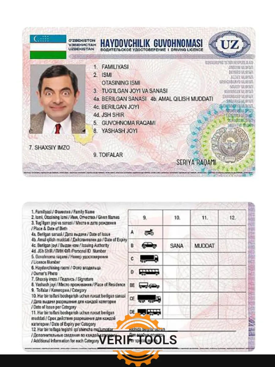 Uzbekistan Driving License 2017 Present — Driver License