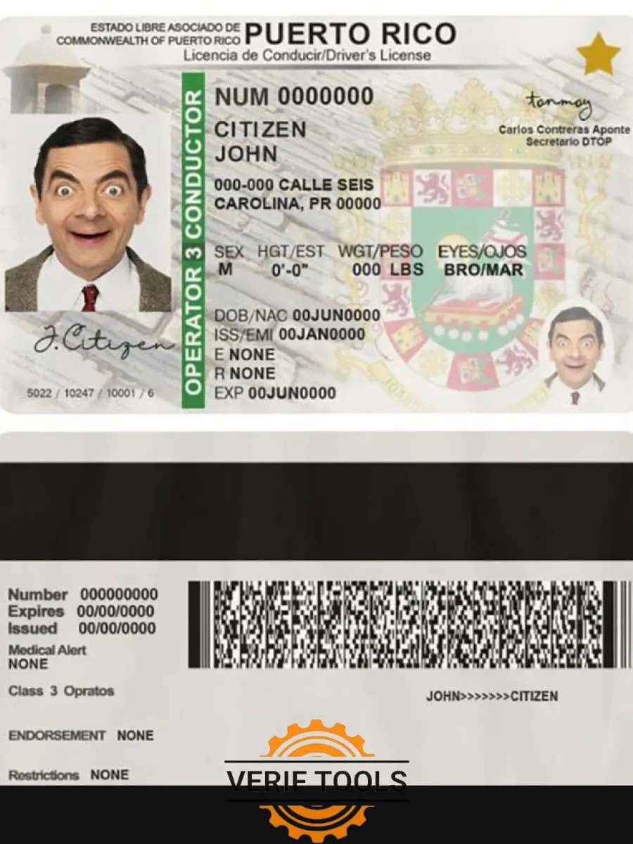 Puerto Rico Driving License — Driver License