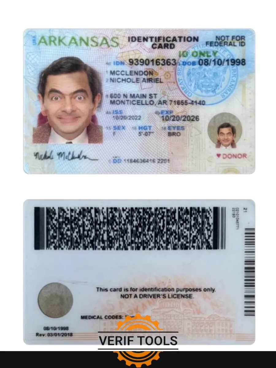 Usa Arkansas Id Card — ID Cards